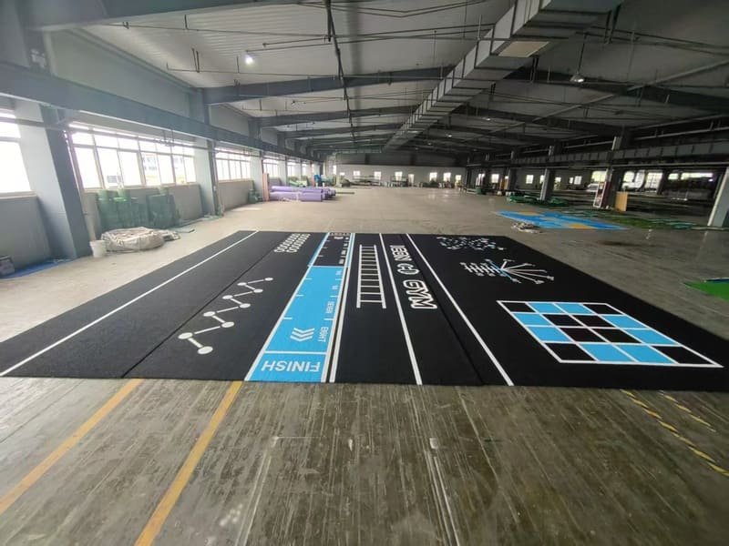 Professional barefoot training area with high-density gym turf